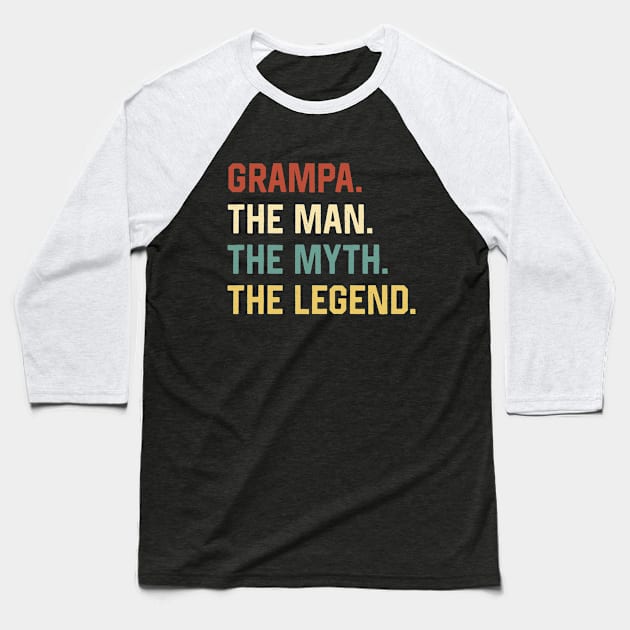 Fathers Day Shirt The Man Myth Legend Grampa Papa Gift Baseball T-Shirt by Marang